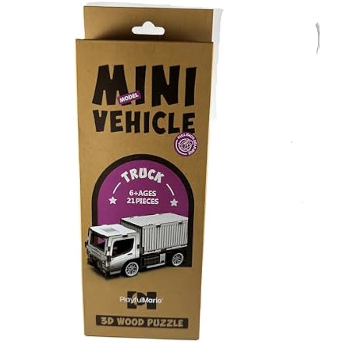 3D WOODEN TRUCK PUZZLE WITH PULL-BACK GEAR  DIY MINI VEHICLE MODEL FOR KIDS & ADULTS (21 PIECES, AGE 6+)  INTERACTIVE STEM TOY, EDUCATIONAL & FUN ASSEMBLY KIT - Image 4